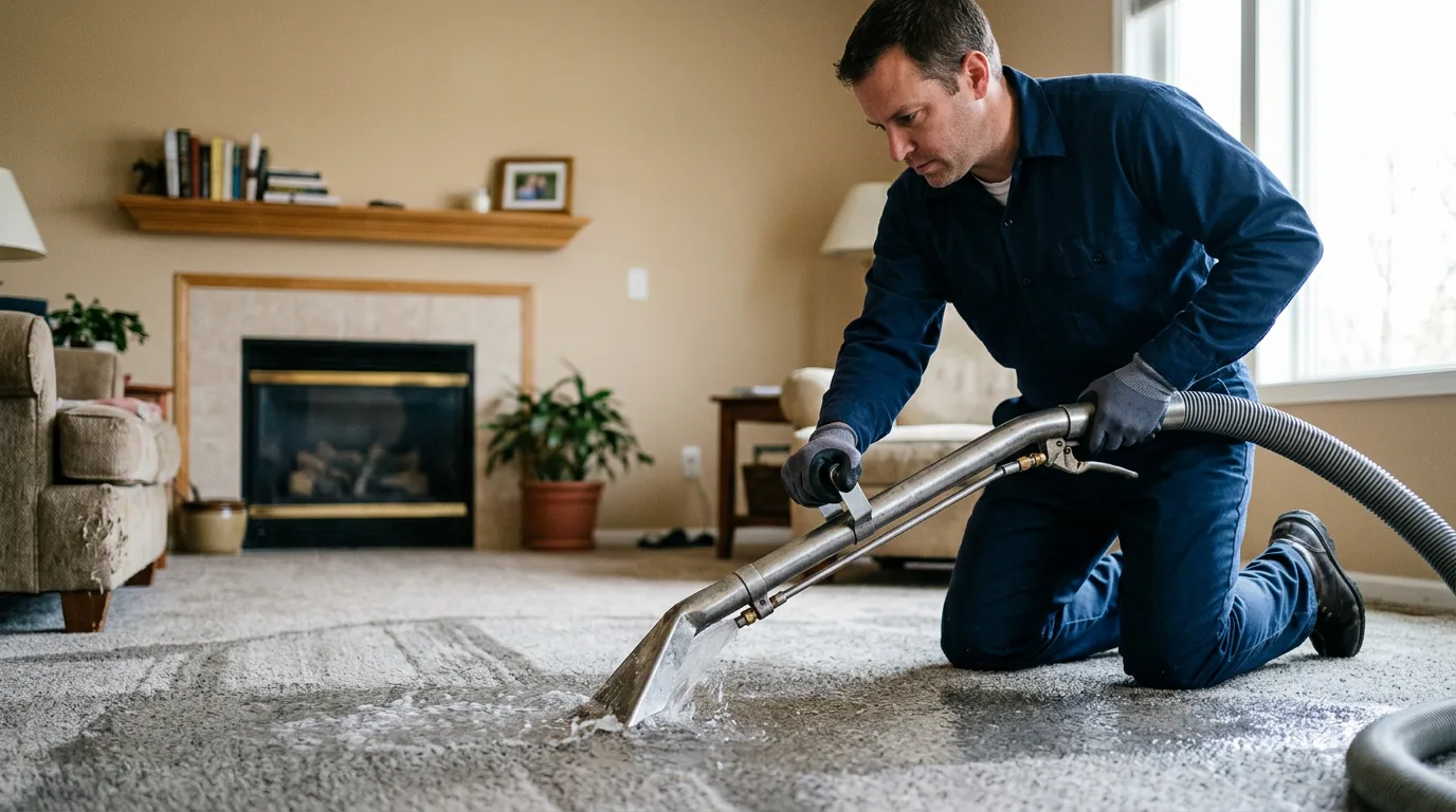 Water damage restoration technician working near Seymour, IA